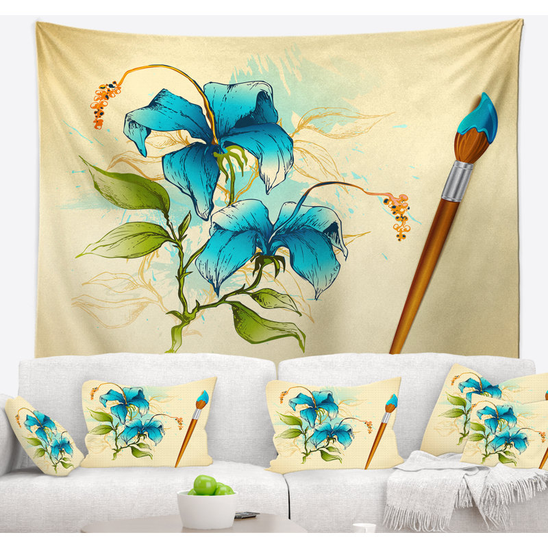 Fleur avec tapisserie illustration tapisserie Floral, H 32 po x l 39 po
