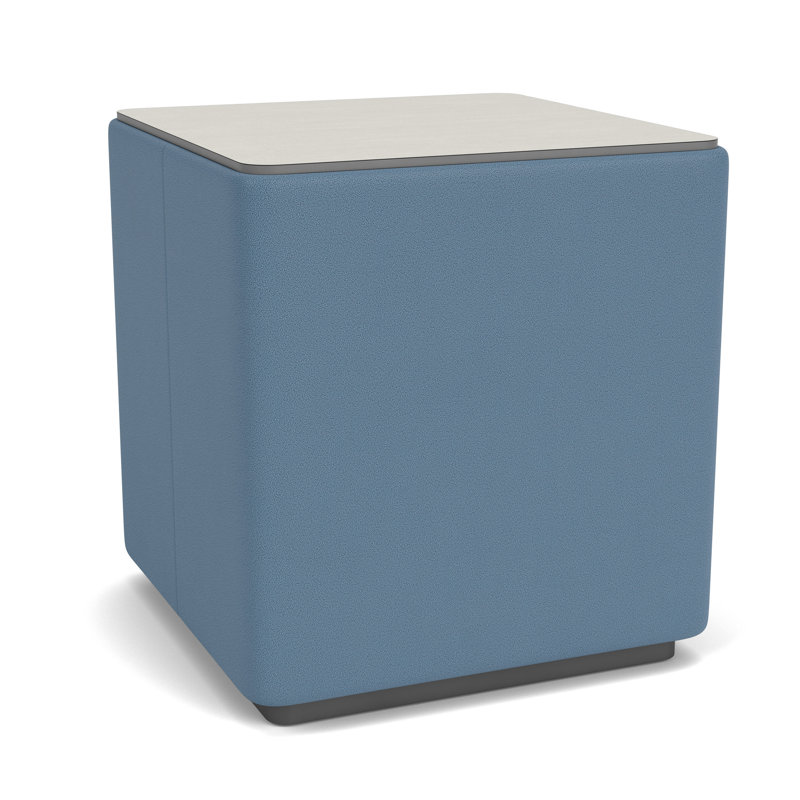 Table de salon avec plateau en stratifié Darsey, 20", Gris anthracite; portes ouvertes bleu carrière, Sergé blanc