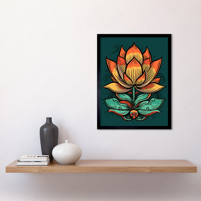Aresford Old School USA Tattoo Ink Body Art Lotus Flower Americana 50s - Single Picture Frame Print