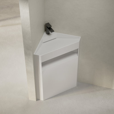 Lavabo de salle de bain piédestal à surface solide 20 po MonBlari - blanc mat