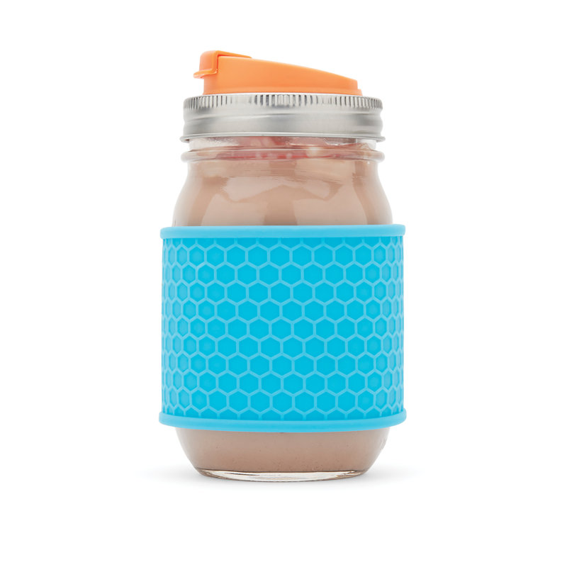 Manchon protecteur de pots en silicone mason, Bleu / Orange