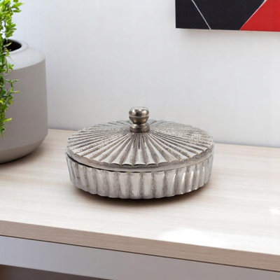 Boîte décorative en aluminium argenté 3 "