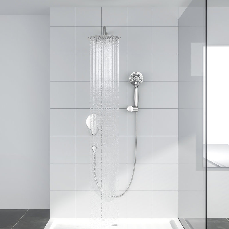 Complete Shower System with Rough in-Valve, Brushed Nickel