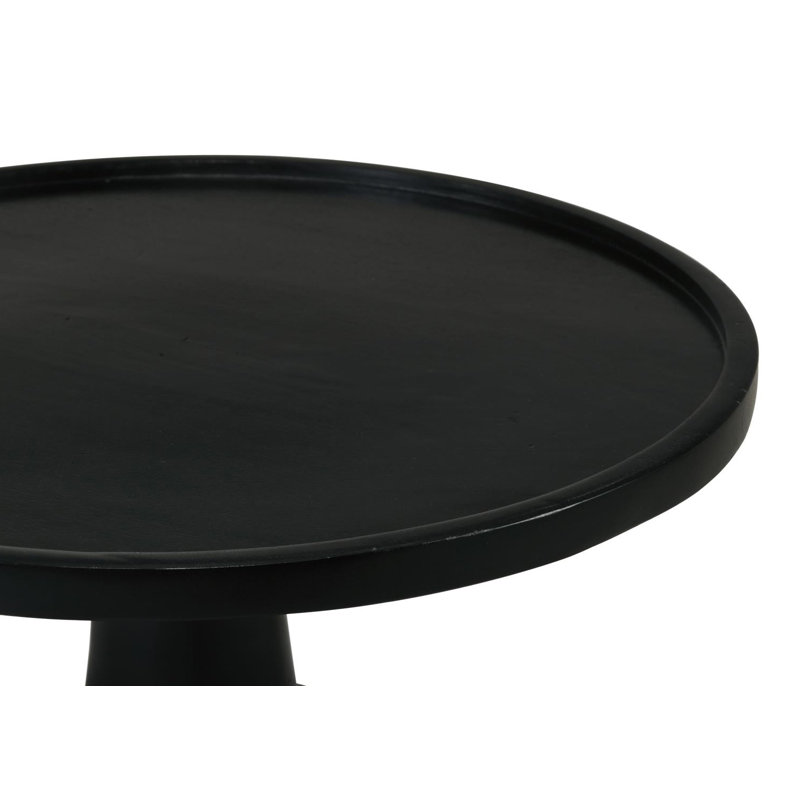 Table de bout ronde 24,5 po Granit, Noir, Noir