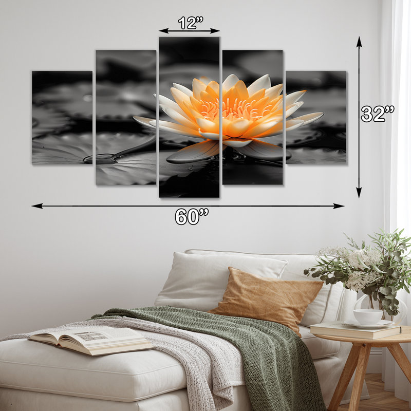 Toile de lotus tropicale beige et gris avec lotus photo III - lotus