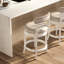 26" Counter-Height Bar Stool With 180-Degree Automatic Return, White Wood Frame, Gray Faux Leather Seat And Back, Nailhead Trim, Curved Legs, 20.41 In Depth, 20.73 Width, 37.03 Height, 26.36 Lb