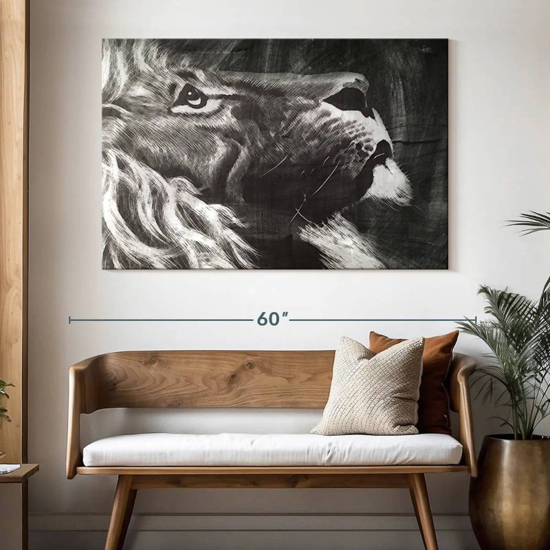 Lion craie Brampt, H 34 po x l 51 po