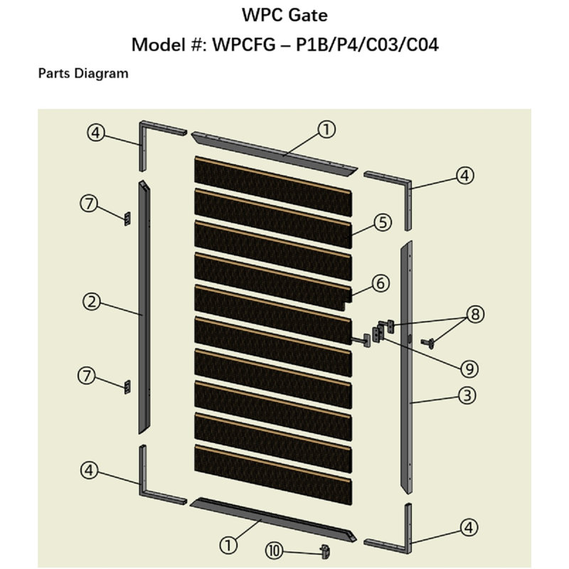 62'' H x 44'' W Composite Gate, Dark Gray