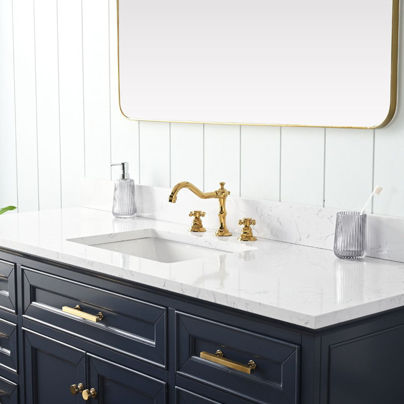 Thompson 60" W Single Bathroom Vanity, Indigo Blue/Brushed Gold