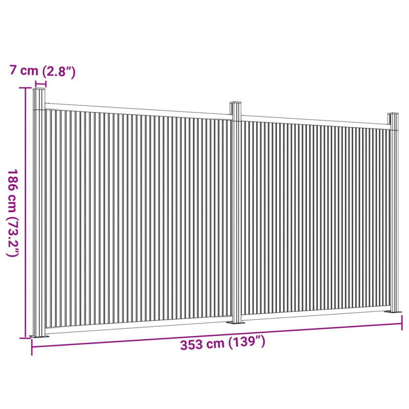 Caysi Aluminium, 353cm W x 186cm D