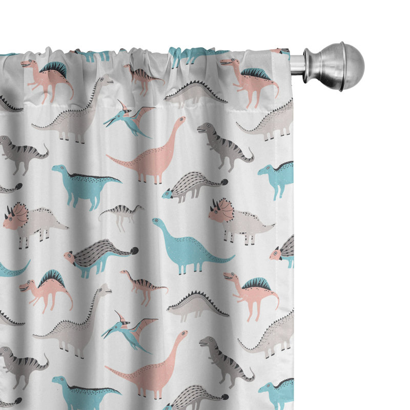 Dinosaur Semi-Sheer Rod Pocket Sliding Panel, 28" x 84"