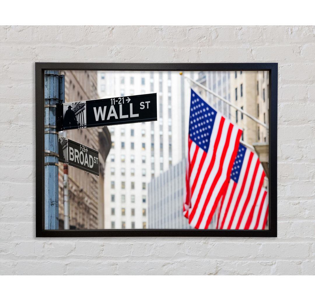 Wall Street American Flags - Einzelbildrahmen Kunstdrucke auf Leinwand