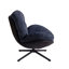 Fauteuil de bureau, chaise d'appoint, chaise d'appoint moderne avec base en similicuir et métal noir, bleu foncé-953779449