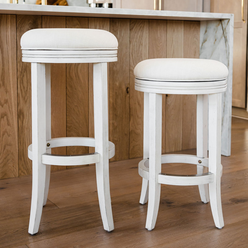 Eva Weathered Oak Round Backless Swivel Counter Stool