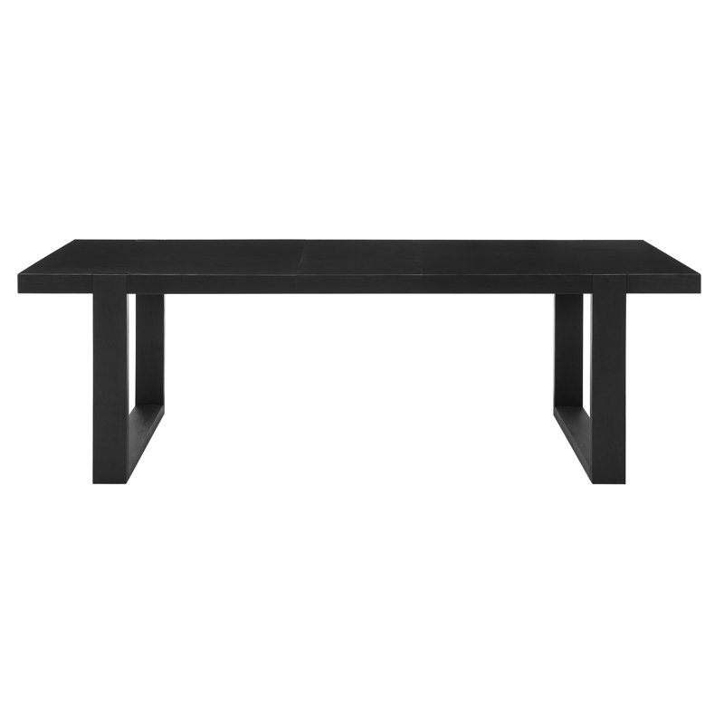 Donny Extendable Solid Wood Base Dining Table, Charcoal