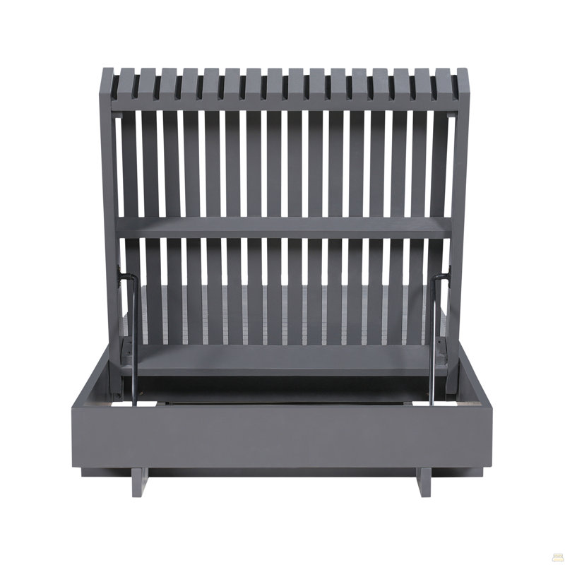 Dark Grey Acacia Solid Wood Outdoor Chaise Lounge With  Dark Grey 3-Fold Water-Repellent Cushion, 400Lbs Capacity,  Modern Patio Sun Lounger For Garden, Poolside
