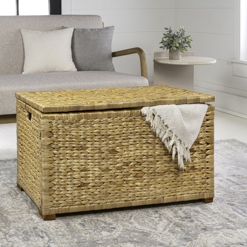 Anada 30" Hand-Woven Wicker Weave Storage Trunk, Natural