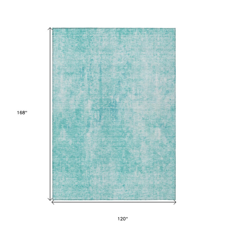 Tapis d'extérieur lavable abstrait bleu sarcelle et ivoire 10 pi x 14 pi