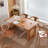 Brown Rectangular Solid Wood + Rattan Dining Table-737357105
