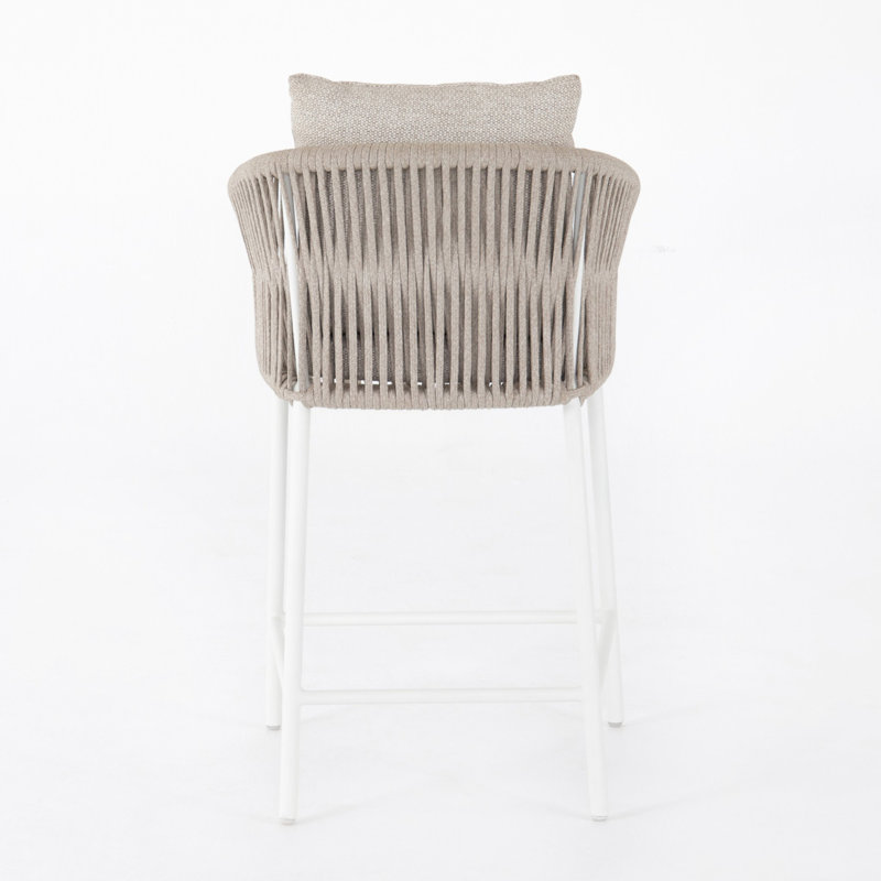 Porto Patio Bar Stool, 26.5", Faye Sand, White