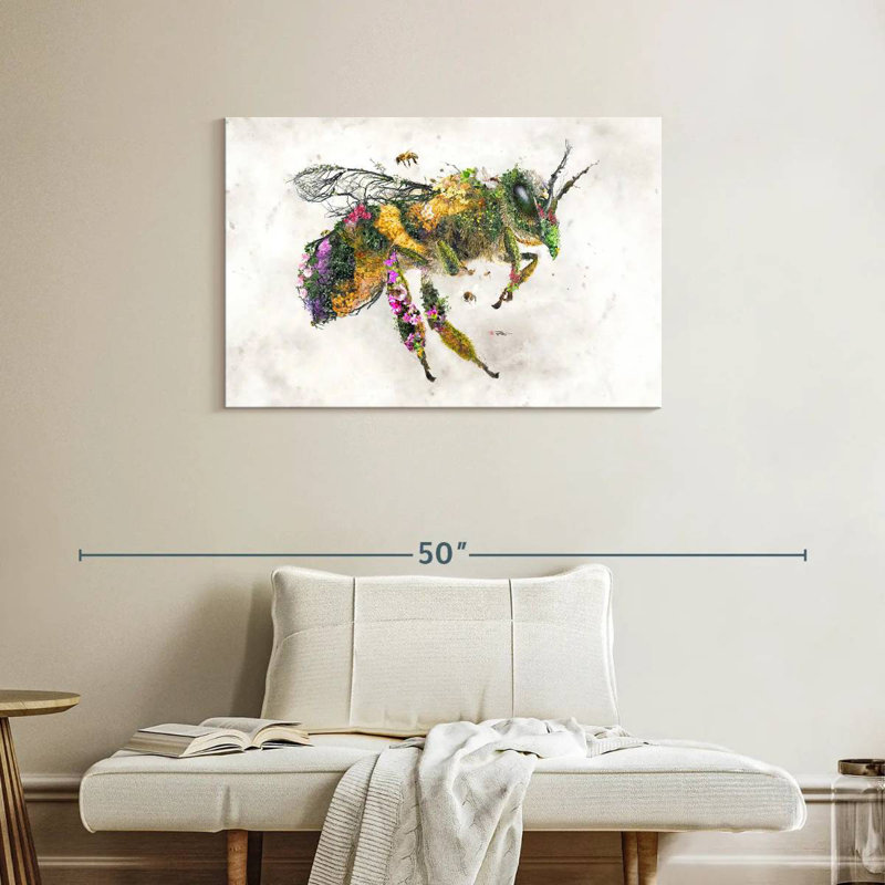Abeille à miel Brampt, surréalisme naturel, H 24 po x l 36 po