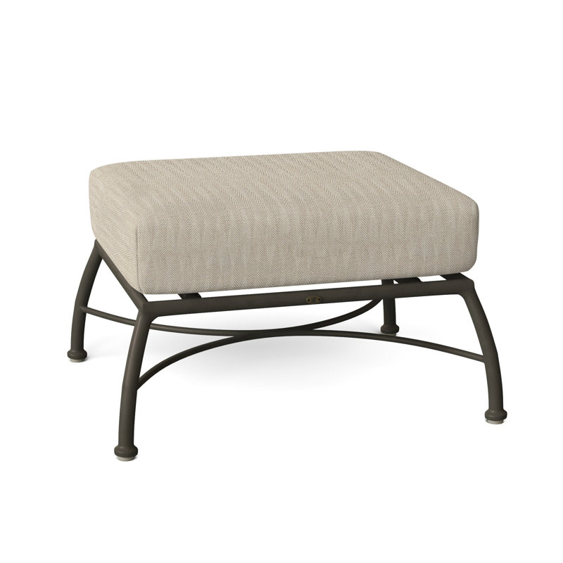 Majorca Outdoor Ottoman with Cushion, Herringbone Sand, No Welt