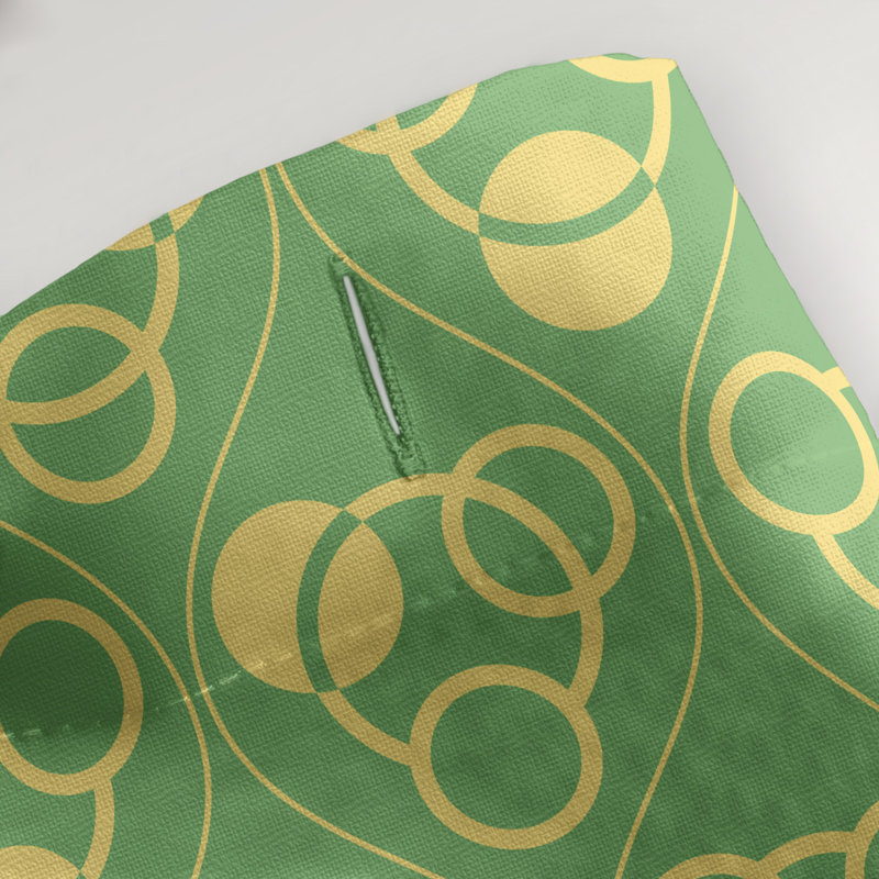 Rideau de douche simple cercles et vagues classic, Vert / Jaune