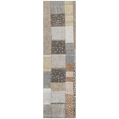 Machine Washable Indoor/Outdoor Xhevrie Brown Rug