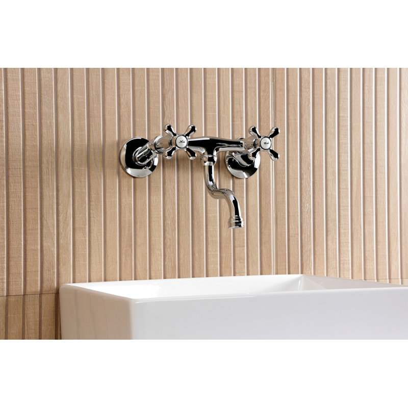 Robinet de salle de bain mural 2 trous Kingston, Chrome poli