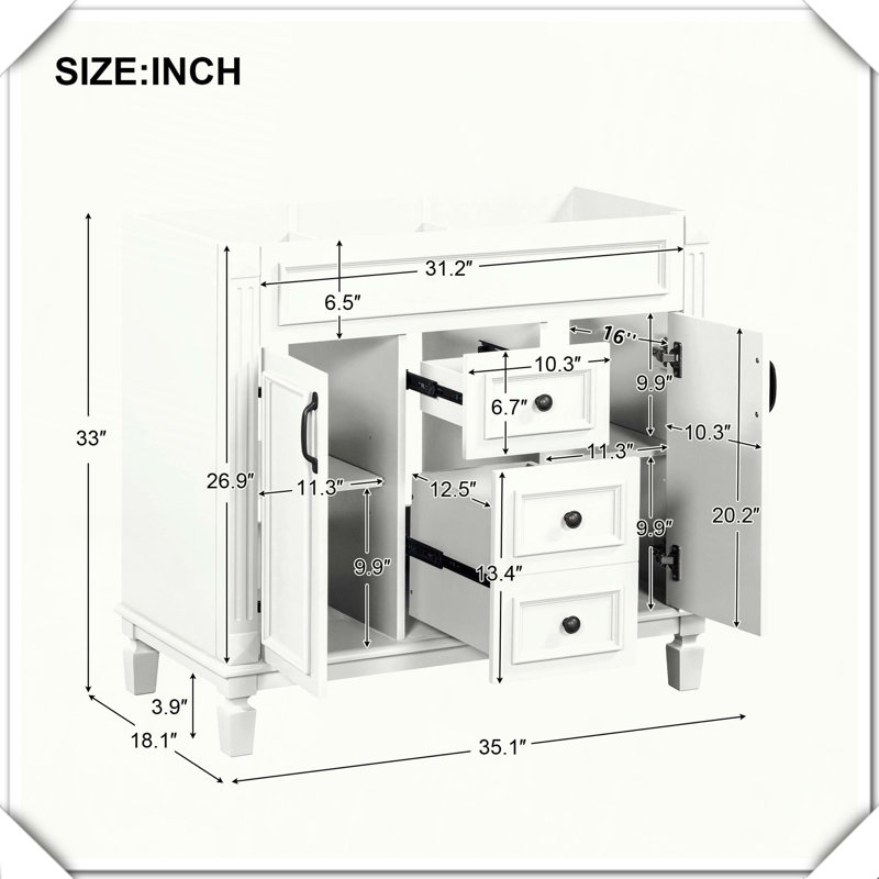 Meuble-lavabo moderne sans lavabo supérieur, Blanc