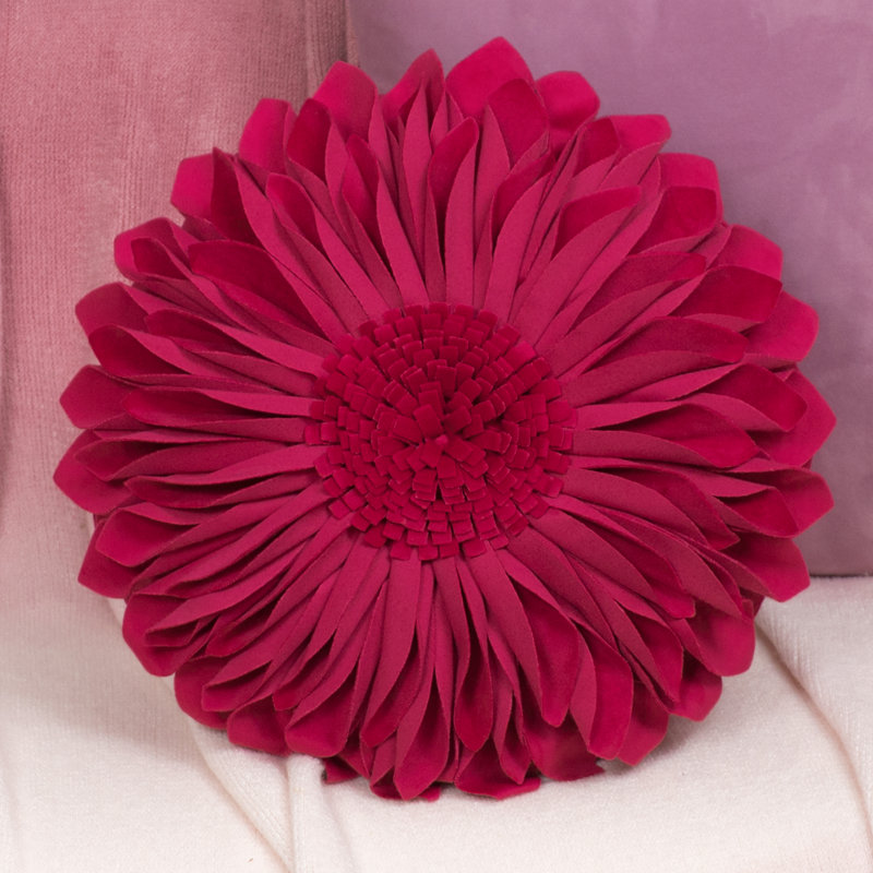  Housse et insert de coussin décoratif en tournesol Appliqued, Carré 12 po, Rose rouge-velours