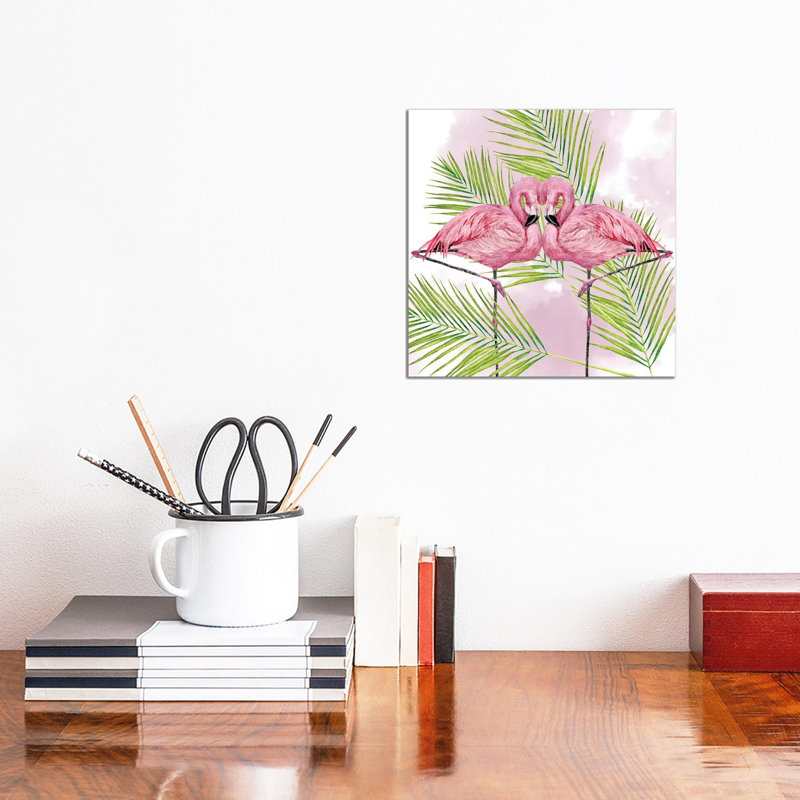 Pink Flamingo Collection by Melissa Wang - Wrapped Canvas Painting, 30.48cm H x 30.48cm W x 1.91cm D