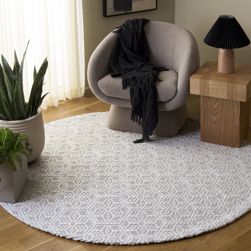 Marbella 330 Hand Woven Performance Geometric Rug, Round 6'