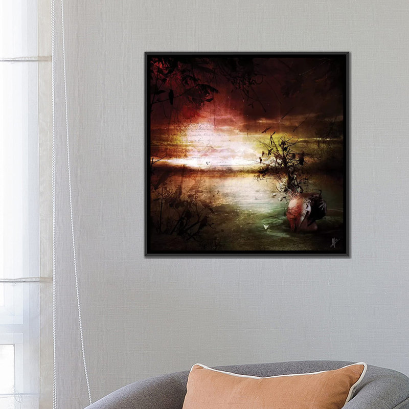 « seul », reproduction d’impression sur toile, H 18 po x l 18 po x P 1,5 po, Toile avec cadre noir, Pas de tapis