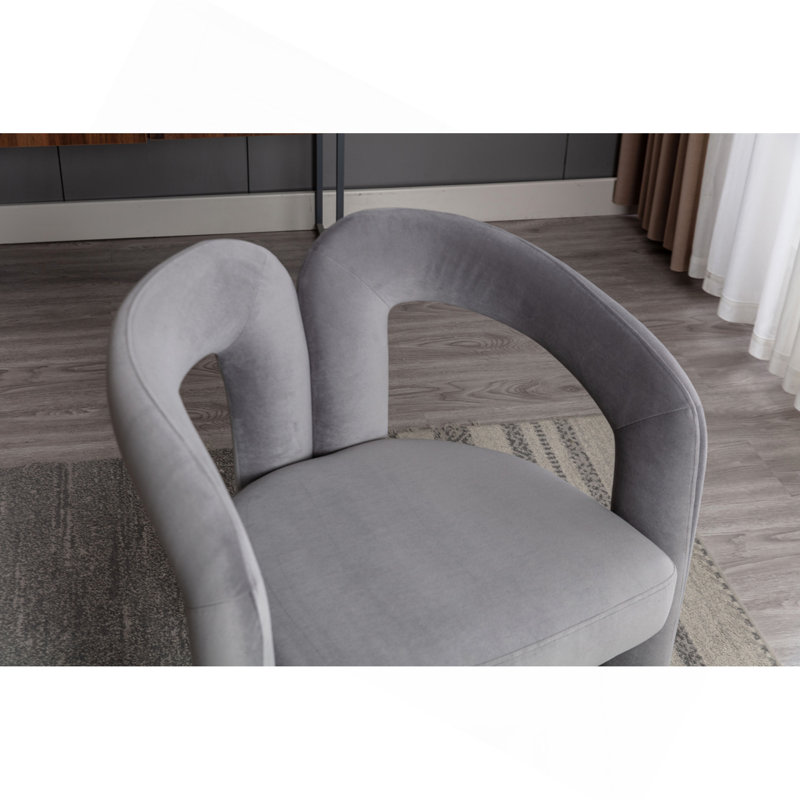 Ensemble de 2 fauteuils d'appoint / de salle à manger / de barils en tissu de velours de conception contemporaine (velours gris)
