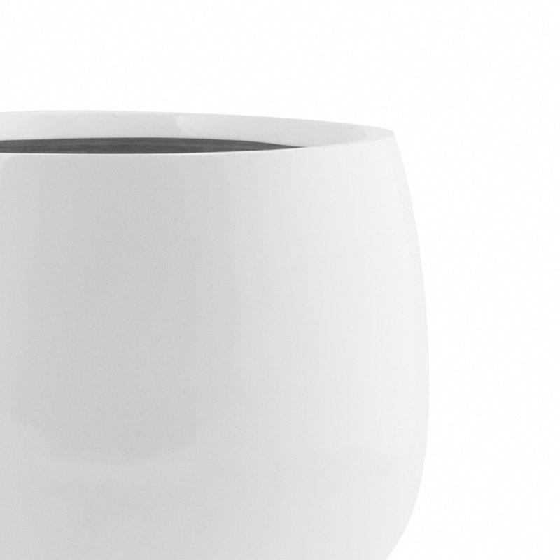 Outdoor Glossy White Fiberstone Pot