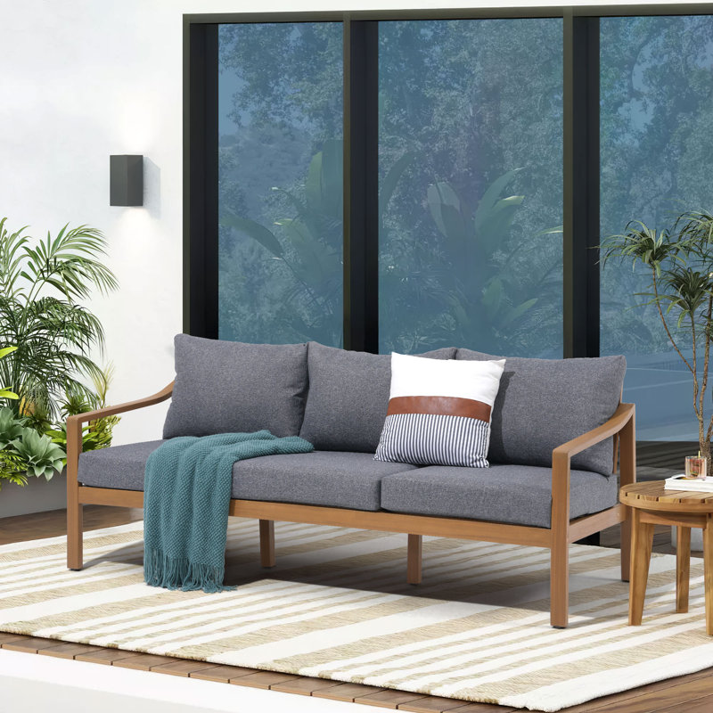 Outdoor Patio Sofa With Cushions, Gray