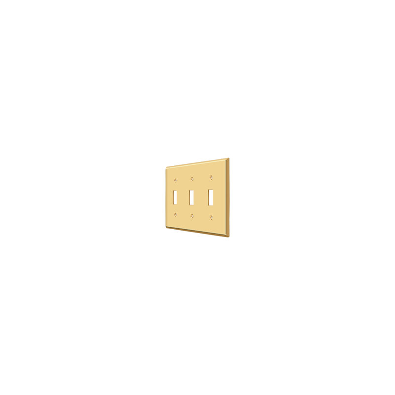 Deltana SWP4763CR003 Switch Plate, Triple Standard in PVD Polished Brass, Polished Brass