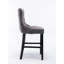 Tabourets de bar contemporains rembourrés en velours, capitonnés, pieds en bois avec garniture cloutée chromée, ensemble de 2, gris | Idée de cadeau