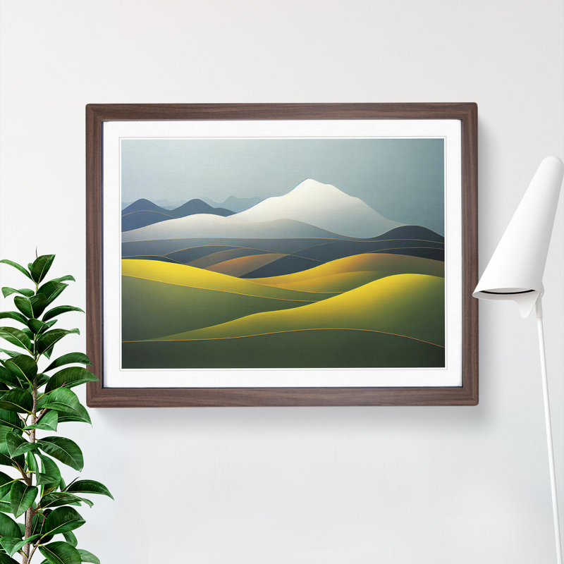 Serene Meadow Landscape Vol.2 - Framed Print, 46cm H x 64cm W x 2cm D, Walnut