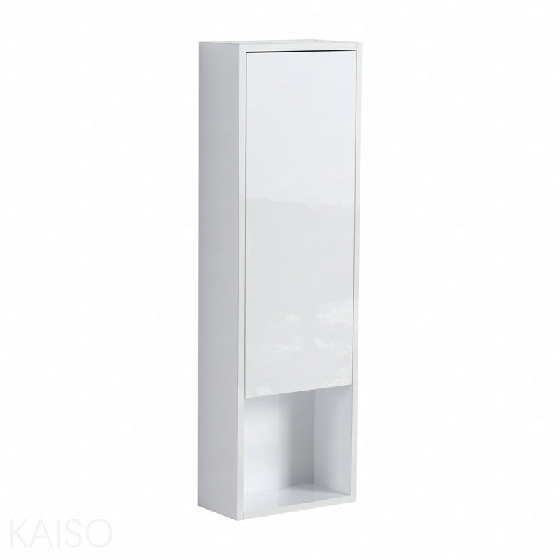 12" Bathroom Wall Cabinet, Soft Close Doors, Float Mounting Design,Glossy White,(Kd-Packing)