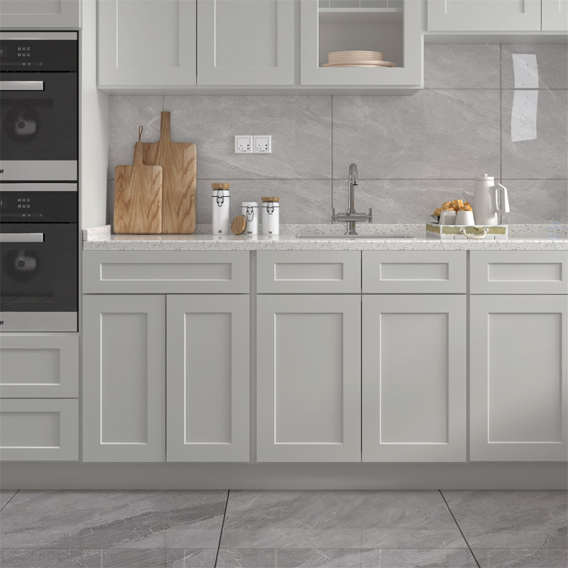 Armoire de base de lavabo avec tablette 33 po x l 24 po x P 24 po x H 34,5 po, Gris clair