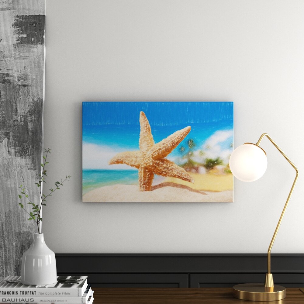 Leinwandbild „Seestern am Sandstrand von Palm Beach“, Grafikdruck