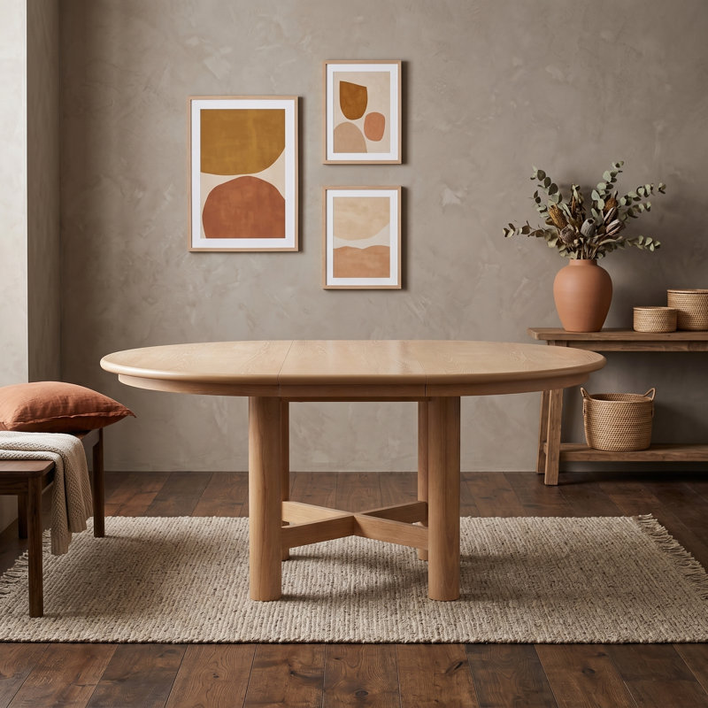 Table de salle à manger extensible ovale avec rallonge amovible et pieds réglables, Natural