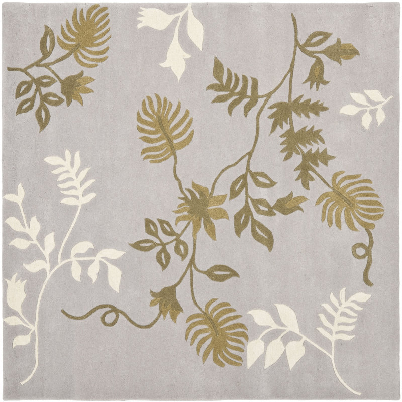 Candelo Soho Hand Tufted Wool And Viscose Floral Rug, Square 6'