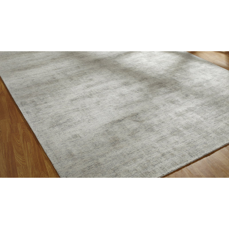 Tapis gris noué à la main Doddridge, Rectangle 9 pi 6 po x 13 pi