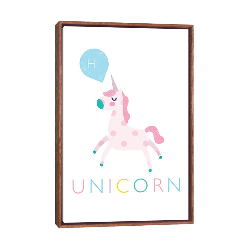 Licorne - imprimé, Pas de tapis, H 26 po x l 18 po x 1,5 po, Toile avec cadre brun