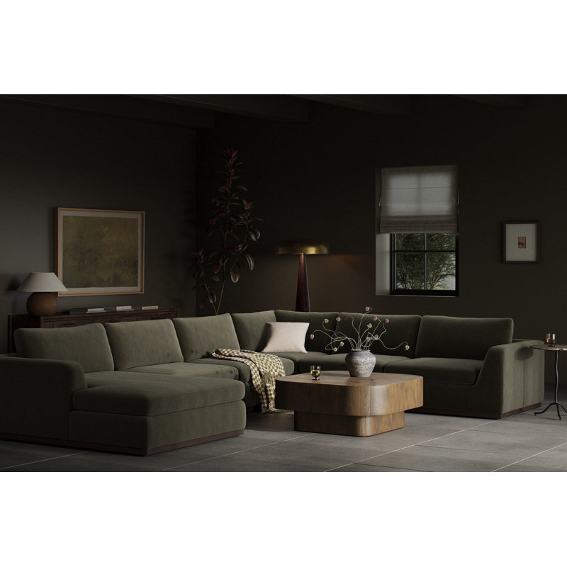 Colt Sectional, Surrey Olive Cotton Blend, Left Hand Facing