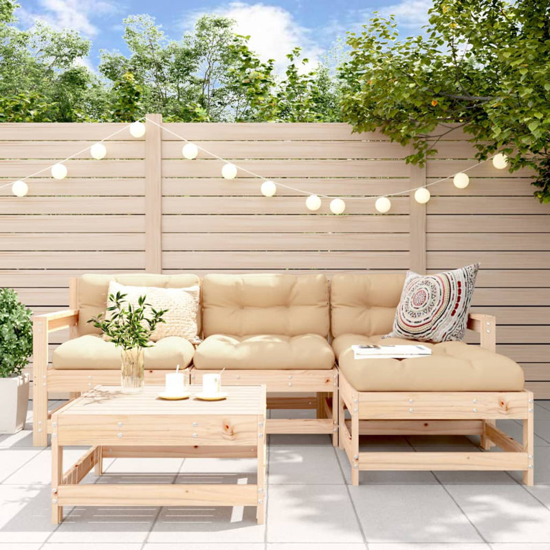 Ensemble de conversation avec coussins Stacee, L 24 po x l 23,8 po x H 11,8 po, Beige, Brun