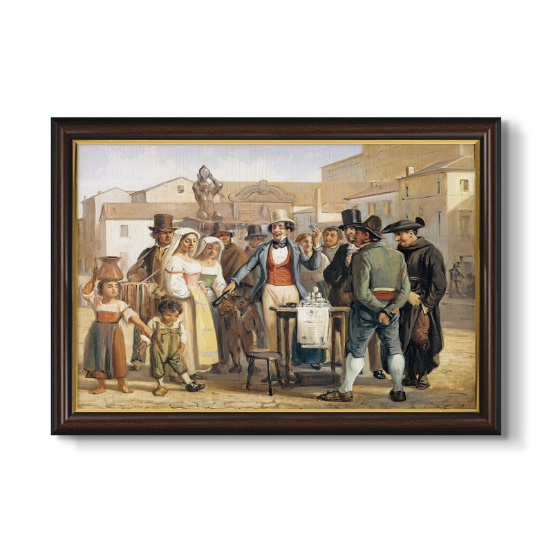 Un Charlatan vendant du noir à la place Barberini à Rome, v. 1840-1849-Wilhelm Marstrand-Toile encadrée sur mesure